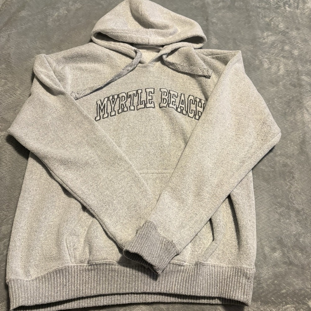 Myrtle Beach South Carolina White/Gray Hoodie Jacket Size M Pullover